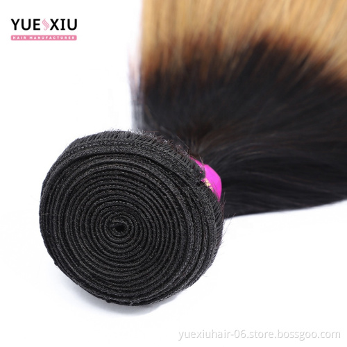 Brazilian Straight Human Hair Bundles Virgin Cuticle Aligned Hair Color 1B/27  Honey Blonde